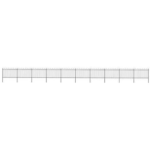 Garden Fence with Hoop Top Steel 17x1.2 m Black