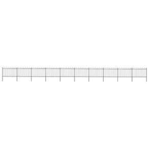 Garden Fence with Hoop Top Steel 17x1.2 m Black