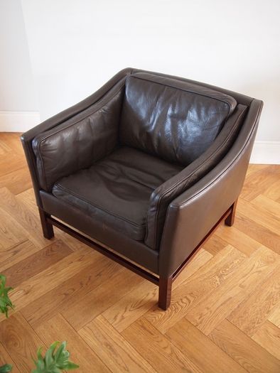Georg Thams for Grant Mobelfabrik Mid Century Modern Danish Leather Armchair Vintage 1960s