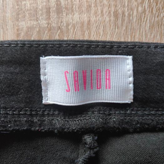 Black Denim  High waisted Trousers with side zip, size 8