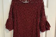 New Fig Women's Burgundy Crochet Top - Size medium