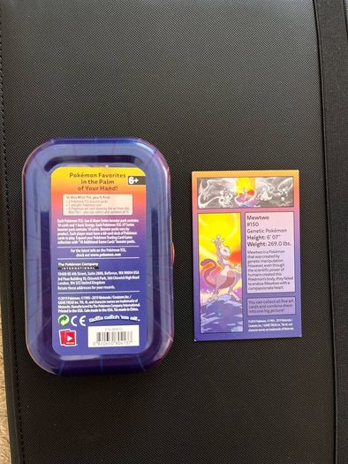 Pokemon Empty Mini Tins Pair Kanto Power Mew & Mewtwo + Matching Art Cards