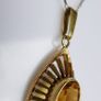 Vintage Citrine Paste Gold Plate Pendant Chain Necklace length 22" Image 6