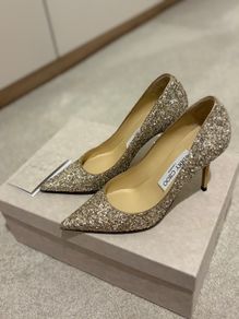Pre owned Jimmy Choo Agnes Glitter 85 in Ballet Pink UK 34/2.5