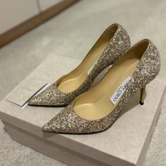 Pre owned Jimmy Choo Agnes Glitter 85 in Ballet Pink UK 34/2.5
