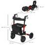 Lightweight Walking Frame, Rubber Wheels, Rollator Walker with Seat and Wheels with Adjustable Handle, Bag, Red Image 3