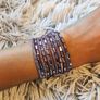 Purple Boho Multi-Layer Leather Bracelet with Rhinestones Image 2