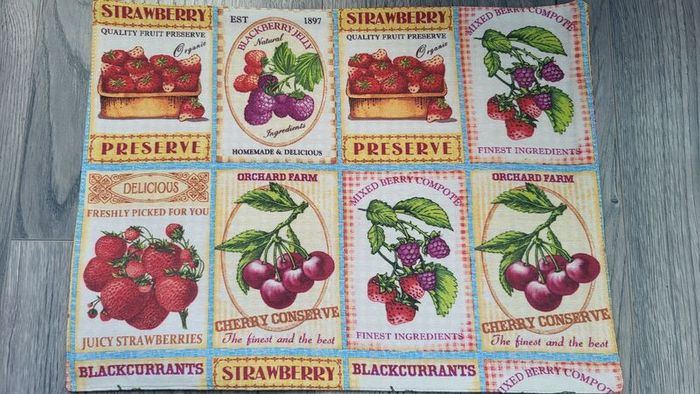 Handmade Placemats." Summer fruits, Farmers Market, Mediterranean Herbs"