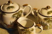 Rare Hayashi Kutani Japanese Design Porcelain Bone China Tea Set