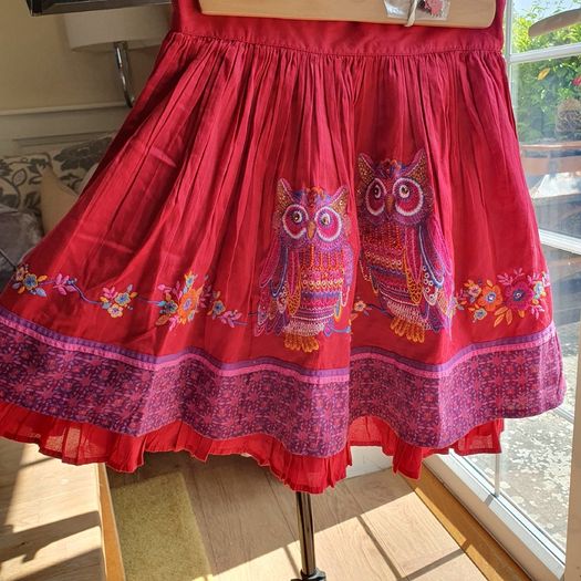 New Tags Beautiful Monsoon Girls Red Embroidered Beaded Skirt 12 to 13Yrs