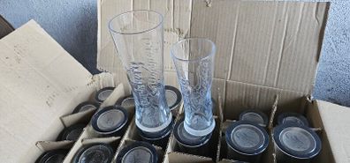 A box of Carlsberg glasses (pint & half pint)