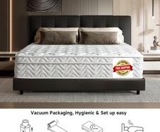 King Size Hybrid Mattress, 10.2 Inch with Breathable Foam and Pocket Spring, Medium Firm, 150x200x26cm