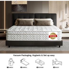 King Size Hybrid Mattress, 10.2 Inch with Breathable Foam and Pocket Spring, Medium Firm, 150x200x26cm