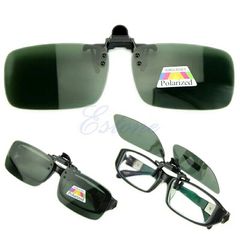 New clipon sunglasses. Brown green yellow grey