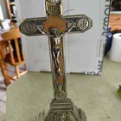 Rare find Crucifix of Lourdes, Art Deco period from the 1920s Materials: Metal