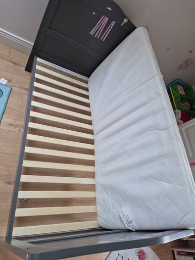 Cot Bed with Mattress (Grey or White)