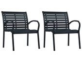 Garden Chairs 2 pcs Black Steel and WPC