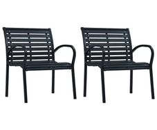 Garden Chairs 2 pcs Black Steel and WPC