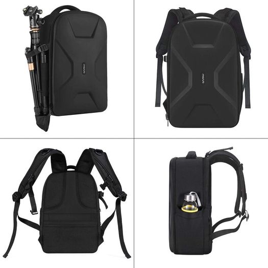 Camera Bag Full Open Waterproof Hardshell Case with Tripod Holder&Laptop Compartmen Mirrorless Insert Protection Photography