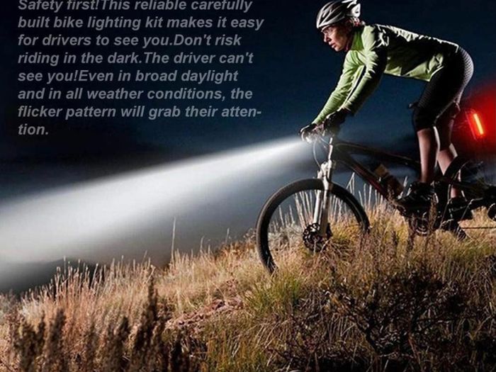 Bike Light Set, USB Rechargeable Super Bright LED Waterproof Headlight Front Lights and Back Rear Bike Lights, Adjustable Lighting Modes, Cycling Lights for Road & Mountain