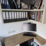 Office desk with wall hung shelving unit with LED lighting Image 2