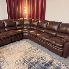 Luxurious Deep Brown Real Leather Corner Sofa