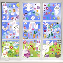 Easter Window Stickers,Easter Decorations,9 Sheets 126 Pcs Happy Easter Stickers,Easter Bunny Window Clings with Eggs,Carrot,Butterfly,Flower,Easter Crafts for Kids Room Easter Window Decorations (FREE POSTAGE)