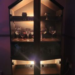Glass Cabinet with lights, comes in two halves for easy transport