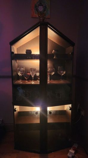 Glass Cabinet with lights, comes in two halves for easy transport