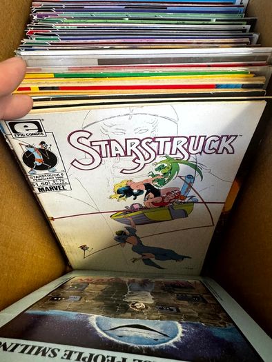 DC, Marvel Long Comic Box w 290 comics for Sale