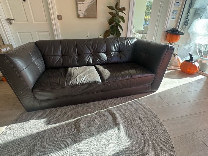 Brown Italian Leather 3+1+1 Sofa Suite