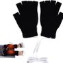 Heated Gloves via USB Mittens, Unisex for Men and Women, Winter Mittens for Warm Hands, Warm, for Working on Laptop, Fingerless, Knitted Gloves, Washable Image 2