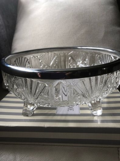 crystal bowl with chrome rim