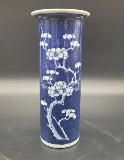 Chinese Qing Dynasty Prunus Pattern Brush Pot with 19th century CHINA Mark