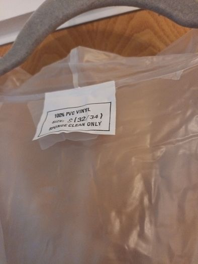 Clear PVC  Vinyl Waterproof Raincoat With Hood.   S. 12.   New-No Tag.