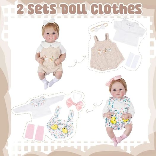 Reborn Baby Dolls 20 inch Vinyl Realistic Babies Doll Real Life Baby Dolls,Lifelike Dolls Girls Eyes Open, Includes Accessories and 2 Outfits,Gift for Kids 3+