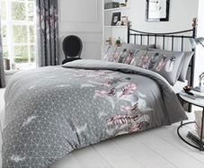 Premium Printed Bedding Sets Double Size, Feather Duvet Quilt Cover, Cotton Blend Bed Covers, Grey MULTIPLE COLOURS/SIZES AVAILABLE (FREE POSTAGE)
