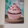 Pink Cupcake - Chocolate Dessert Canvas Painting with Star Decorations  40x30 cm Image 3