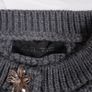 Zara Charcoal Grey Textured Knit Cardigan Flower Jewel Buttons Size S Image 2