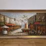 Large Framed Oil Painting Parisian Cafe Street Image 2