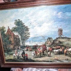 Old picture of a village scene