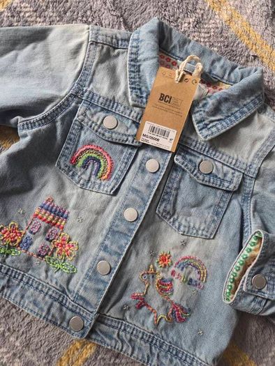 Brand New Next Girls Embroidered Denim Jacket 18-24 months