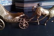 Vintage Brass Horse and Carriage.