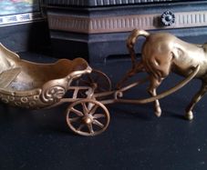 Vintage Brass Horse and Carriage.