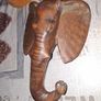 Antique Rustic Carved Wood Elephant Head Wall Hanging Symbol of Good Luck and Positive Energy Image 2