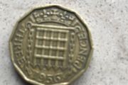 Old English threepence 1956