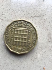 Old English threepence 1956
