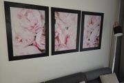 3 pictures in wooden frame 53x72 cm each