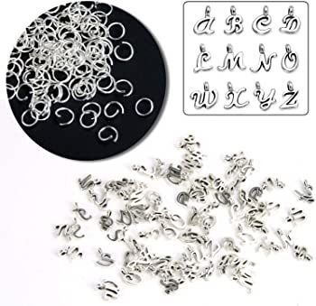 156Pcs/6 Sets ABC Letter Charms Mini A-Z Alphabet Bracelet Necklace Pendants with 200Pcs Open Jump Rings for DIY Jewelry Making MULTIPLE STYLES AVAILABLE, SEE PHOTOS (FREE POSTAGE)