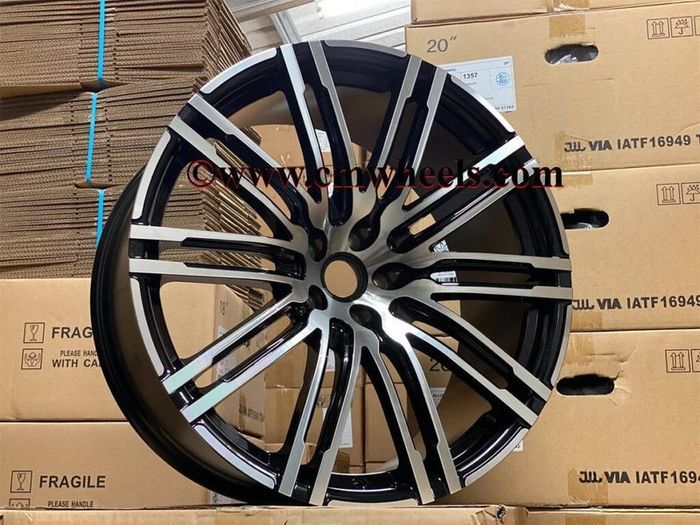 21" Inch Porsche Macan Turbo Style Alloy Wheels Gloss black polished 5x112 66.6